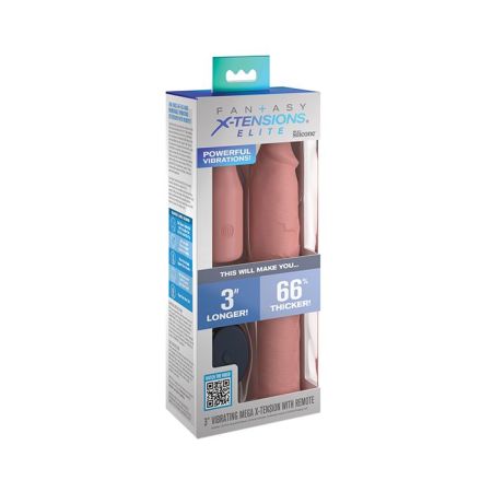 Fantasy X-tensions Elite 9" Sleeve Vibrating 3" Plug w/Remote - Light